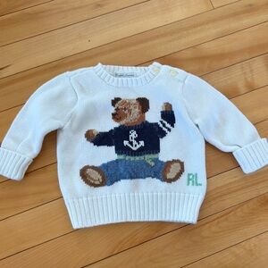 Vintage Ralph Lauren baby kids knit sweater size 6M Polo Bear Nautical Preppy